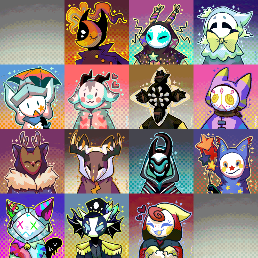 ArtFight 2024 mass attack of various Mocchi OCs :)