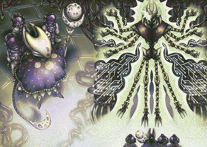 The art I had enough of an ego for to actually put as my desktop background. Entry for the robot OC zine Show Me Your Core, hell yeah!